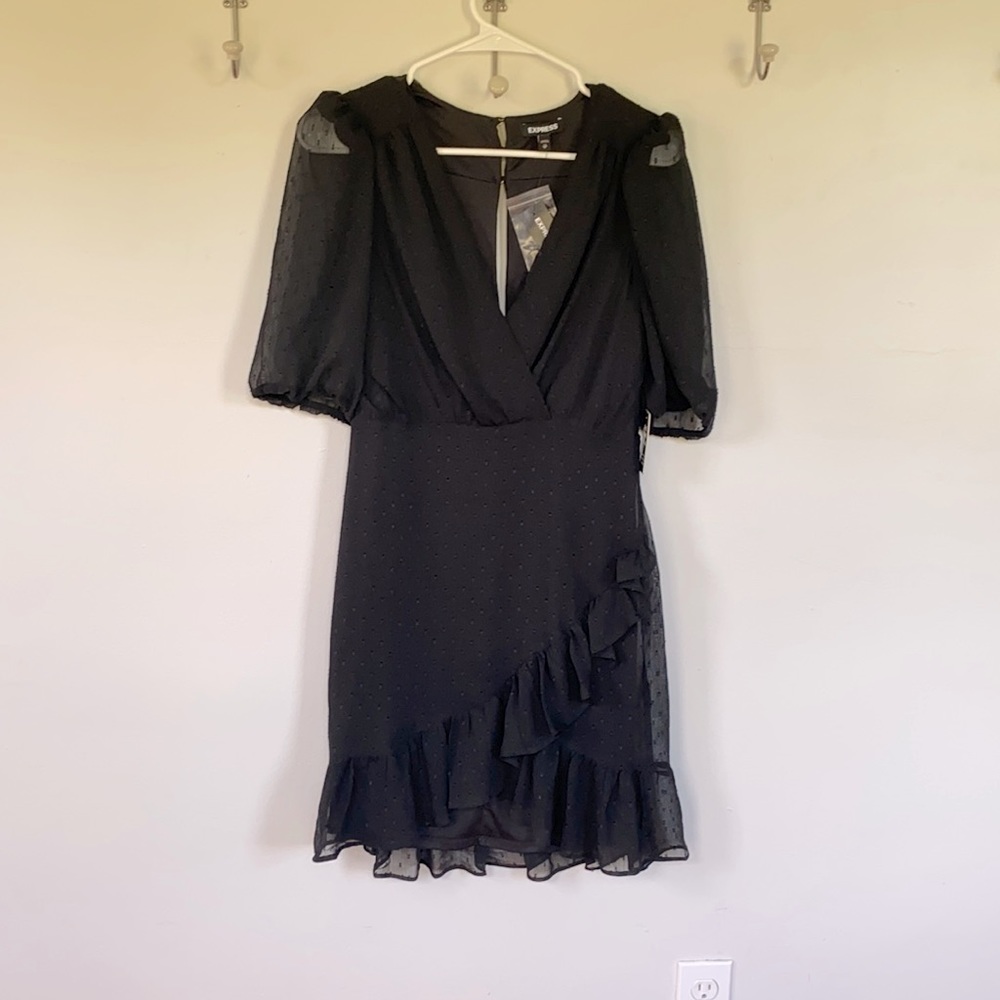 Express Black Wrap Front Sheath Dress